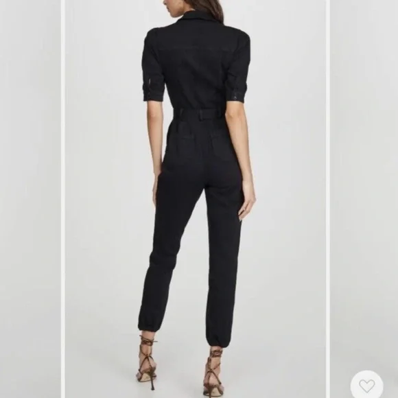 Paige Short Sleeve Black Jumpsuit Size 6 - Picture 3 of 12